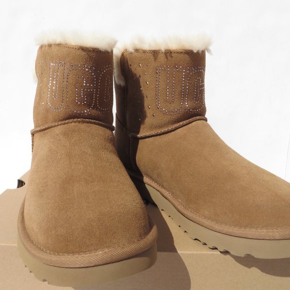 UGG Australia NEW Boots Classic Ugg Gem Mini Women's 10 CHE Chestnut NIB - Picture 3 of 14